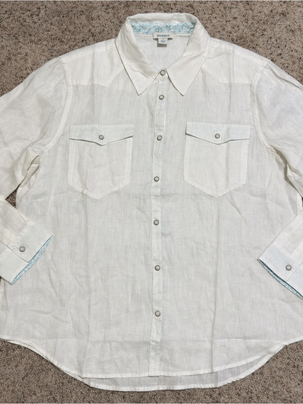 Sundance Willow Linen Shirt Pearl Snap White